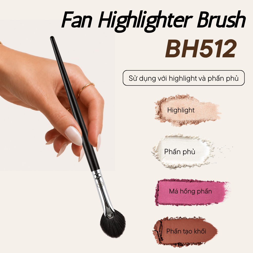Cọ Quạt Highlight BH Cosmetics Fan Highlighter Brush BH512